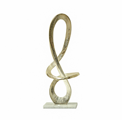 Gold Metal Sculpture With White Marble Base 46 cm