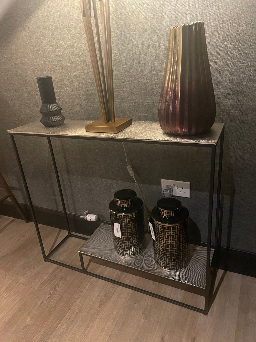 Susanne black and brushed gold console table. SPECIAL SALE PRICE-console table black-Renaissance Design Studio