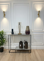 Susanne black and brushed gold console table. SPECIAL SALE PRICE-console table black-Renaissance Design Studio
