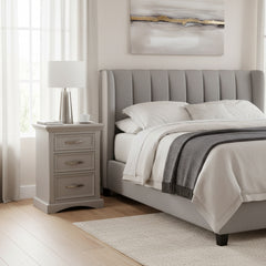 Troy 3 door Bedside Locker in warm grey Reduced SALE PRICE-Bedside Cabinet-Renaissance Design Studio