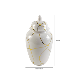 White and Gold Ginger jar white and gold reduced-Renaissance Design Studio