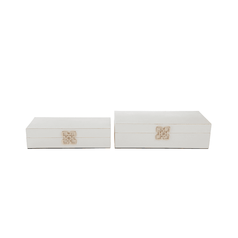 White jewellery box set of 2-jewellery boxes-Renaissance Design Studio