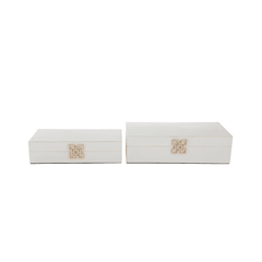 White jewellery box set of 2-jewellery boxes-Renaissance Design Studio