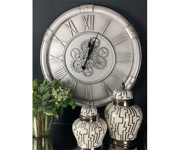Dynasty 80 cm large clock with moving gears for collection