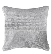 Silver Crushed Velvet Diamante Silver Stripe Cushion 551