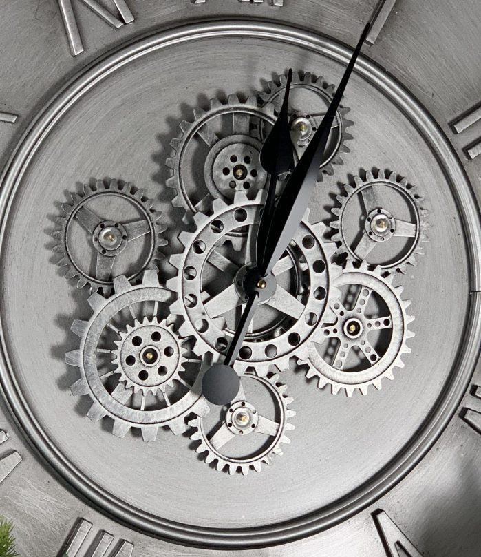 Dynasty 80 cm large clock with moving gears for collection