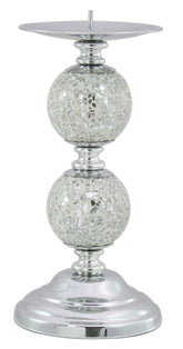 White Silver Mosaic 2 Ball Candle Holder 082 half price Instore