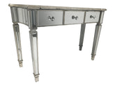 Mirrored Console large Table with 3 Drawers and Silver Finish trim SALE