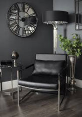 Langan Floor Lamp Black with Nickel hanging chains