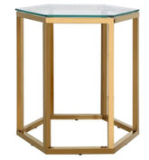 Hexagon gold Glass End Table