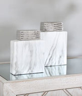 White 24.7cm Marble And Silver Ginger Jar * x 1 ( Instore purchase only )