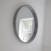 Eurika round wood mirror in NATURAL colour damaged collect only