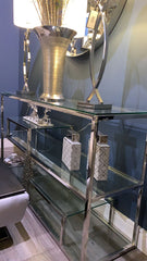 Harry console table with tiered shelf.