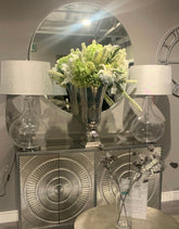 Arlene Round Mirror silver XXL size 120 cm with brushed silver frame . Clearance price is to purchase and pay in store only