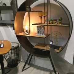 Trinity round mirror shelf unit