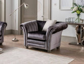 Giselle plush velvet 1 seater charcoal last one ! Instore Purchase view in outlet