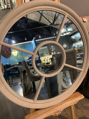 Large TaUpe grey window mirror coach house distressed finish