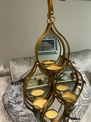 Candle holder / wall sconce with 4 mirrors in gold Collect only