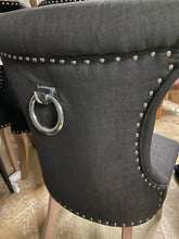 6 x Rocha dining chair hotel quality charcoal Linen with knocker back CLEARANCE pay Instore only