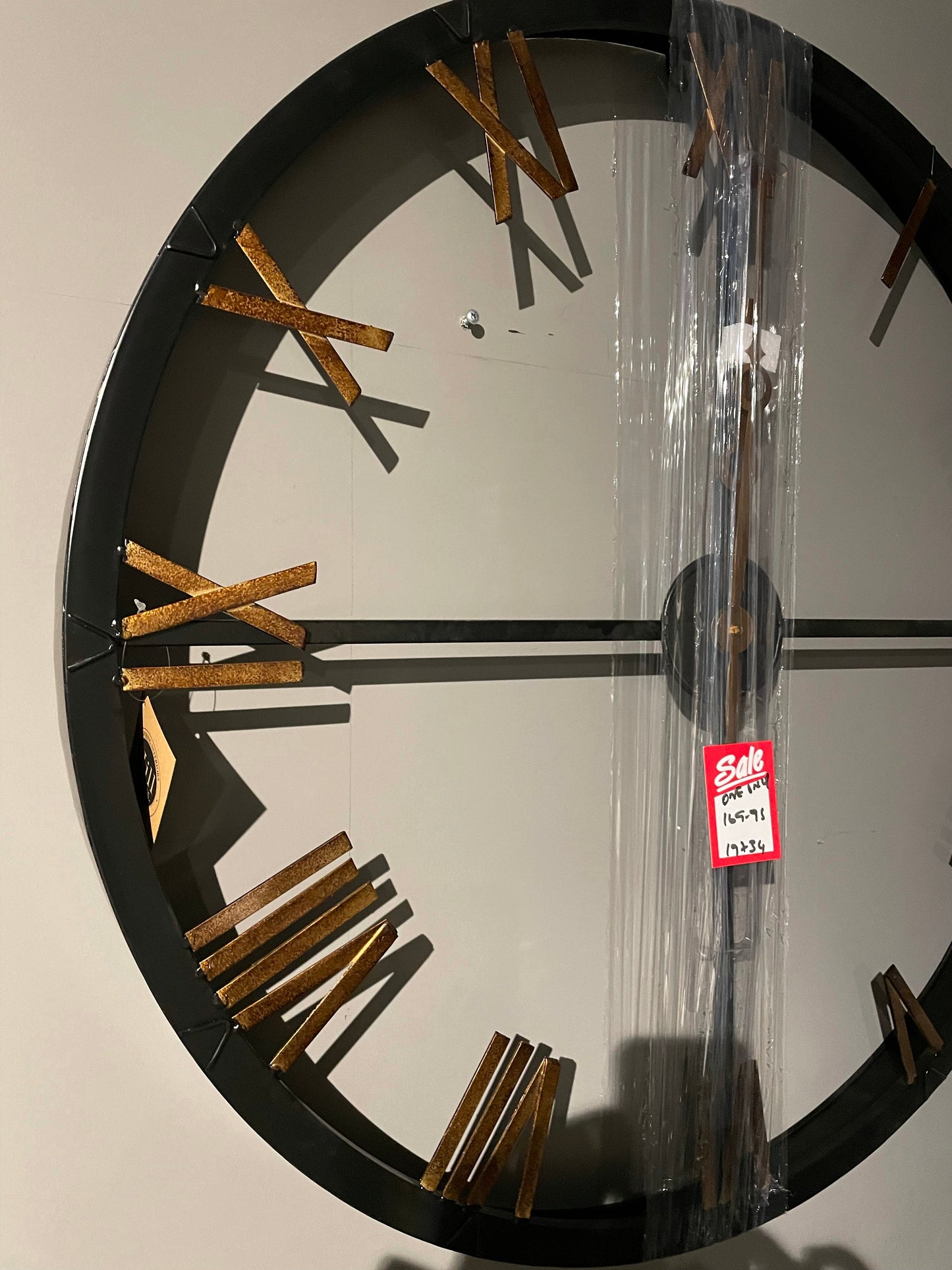 Large Skeleton Station Clock 80 cm Black and Gold click n collect