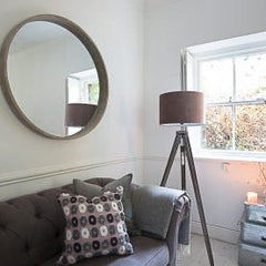 Eurika round wood mirror in NATURAL colour damaged collect only