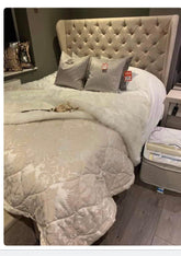 Zelda bed with wings on side 5 ft clearance offer last one in mink velvet