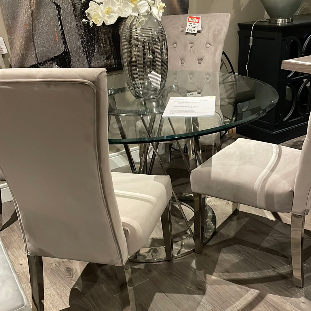 Linton stainless steel and glass Dining table HALF PRICE last one view Instore