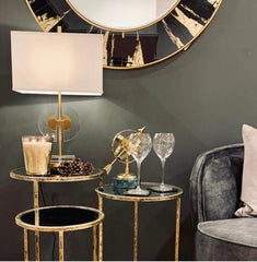 Venice Black and Gold Round Mirror