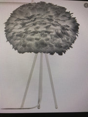 Chrome Tripod Lamp with Grey Goose Feather Shade