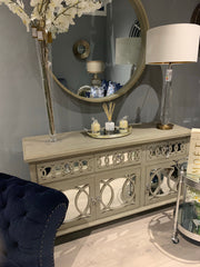 Eurika round wood mirror in NATURAL colour damaged collect only