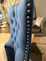 8 x Kayla velvet grey dining chairs Instore.