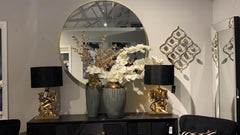Arlene Round Mirror with GOLD distressed 120 cm or 90 cm.