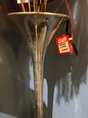 Trumpet silver tall metal vase Instore only