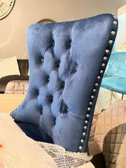 8 x Kayla velvet grey dining chairs Instore.