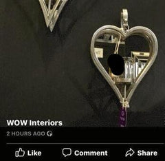 Small Antique Silver Mirrored Heart Sconce Candle Holder