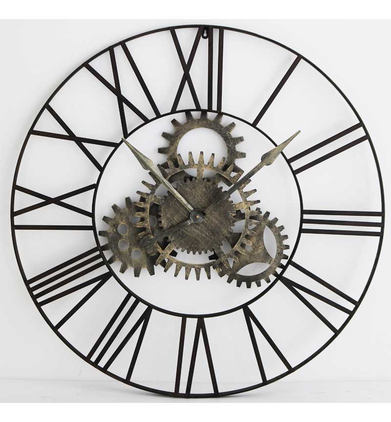 Rimini large 90cm black clock with gear profile . for collection no exchange pay Instore