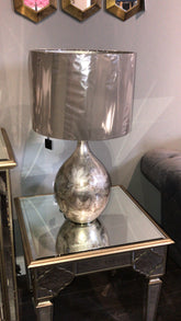 Etched Leaf Silver Table Lamp LIGHTING SALE