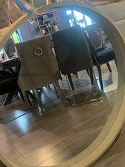 Eurika round wood mirror in NATURAL colour damaged collect only