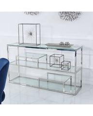 Harry console table with tiered shelf.