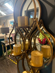 Candle holder / wall sconce with 4 mirrors in gold Collect only