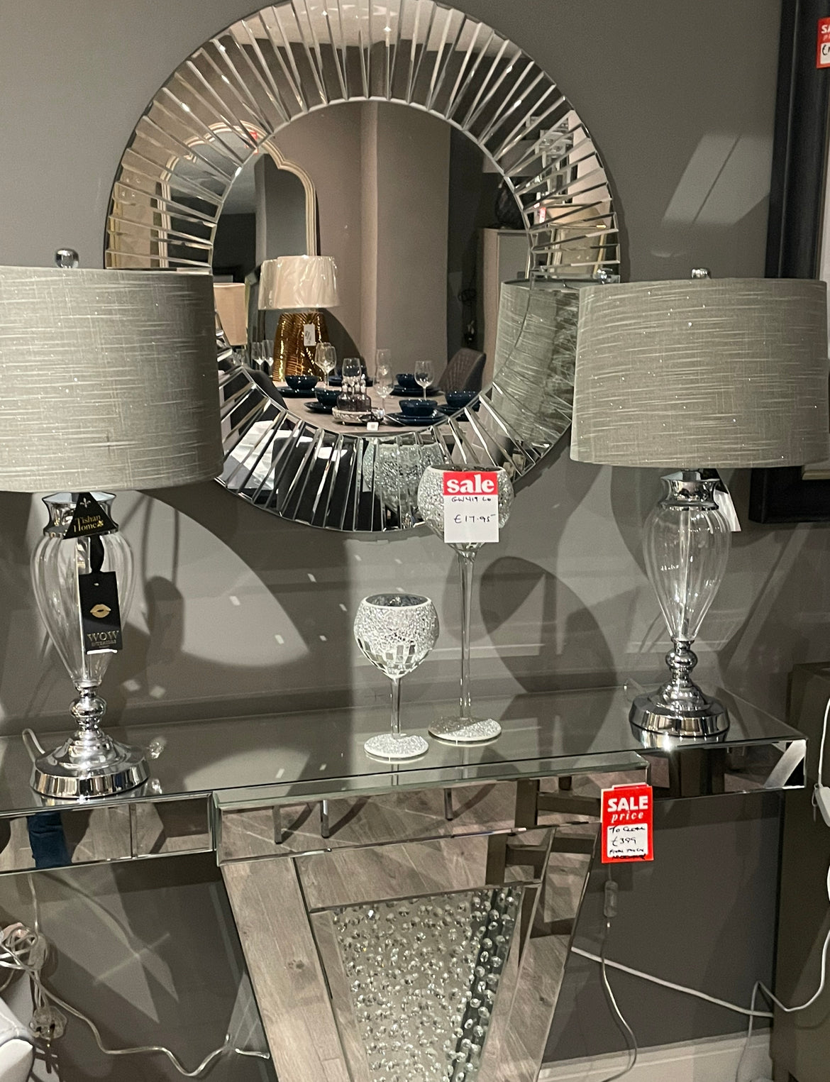 V Shape Crystal Decor Console Table LAST ONE as seen