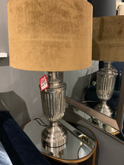 Urn glass table lamp with ochre shade