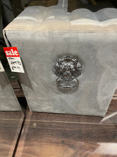 Grey velvet stool with lion head outlet reduced to clear less than half price in outlet . Collect . no exchange
