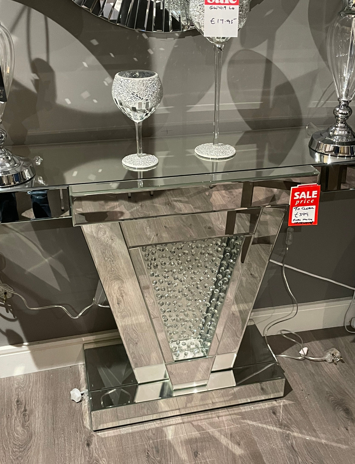V Shape Crystal Decor Console Table LAST ONE as seen
