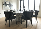 Maison linen and dark oak dining chairs half price deal set of 4 instore purchase only