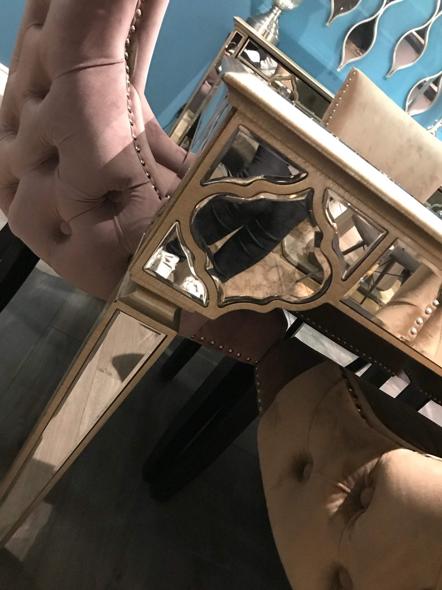 Marrakech Mirrored 180 cm Dining Table REDUCED TO CLEAR Instore purchase for collection .