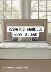 Irish Made Sapphire divan bed w tall headboard with studs 5ft in stock