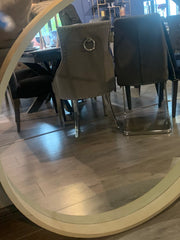 Eurika round wood mirror in NATURAL colour damaged collect only