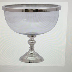 Nickel and glass bowl on stand