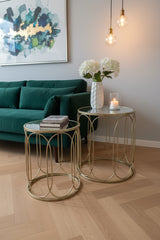 Nest of tables in champagne with mirror top for collection only